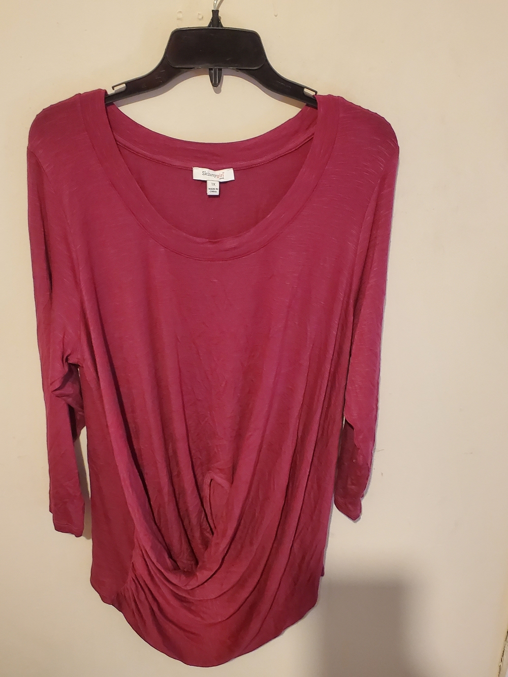 Skinnygirl Pink Draped Front Women’s Top Size 1x